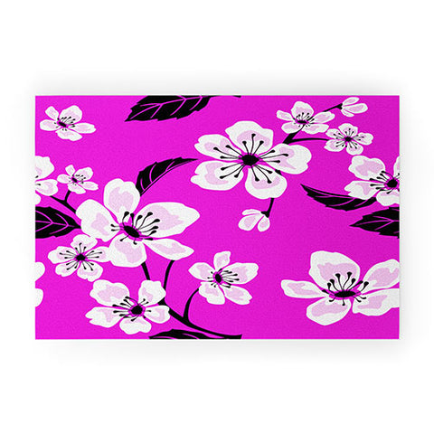 PI Photography and Designs Fuschia Sakura Flowers Welcome Mat