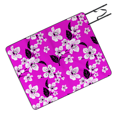 PI Photography and Designs Fuschia Sakura Flowers Picnic Blanket