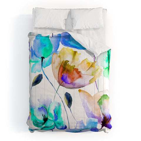 PI Photography and Designs Multi Color Poppies and Tulips Comforter