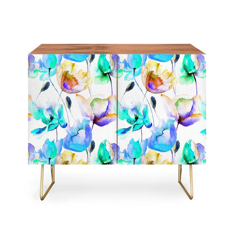 PI Photography and Designs Multi Color Poppies and Tulips Credenza