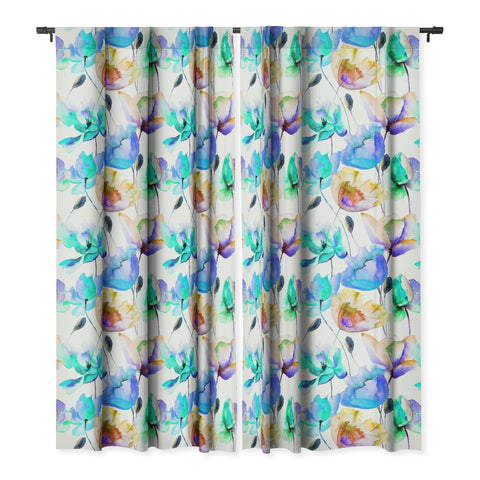 PI Photography and Designs Multi Color Poppies and Tulips Blackout Window Curtain