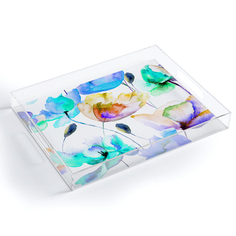 PI Photography and Designs Multi Color Poppies and Tulips Acrylic Tray