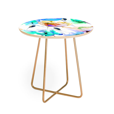 PI Photography and Designs Multi Color Poppies and Tulips Round Side Table