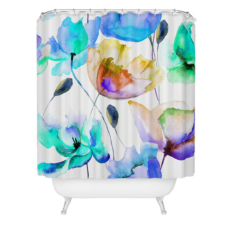 PI Photography and Designs Multi Color Poppies and Tulips Shower Curtain