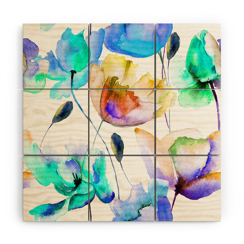 PI Photography and Designs Multi Color Poppies and Tulips Wood Wall Mural