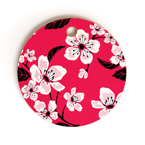 PI Photography and Designs Pink Sakura Cherry Blooms Cutting Board Round