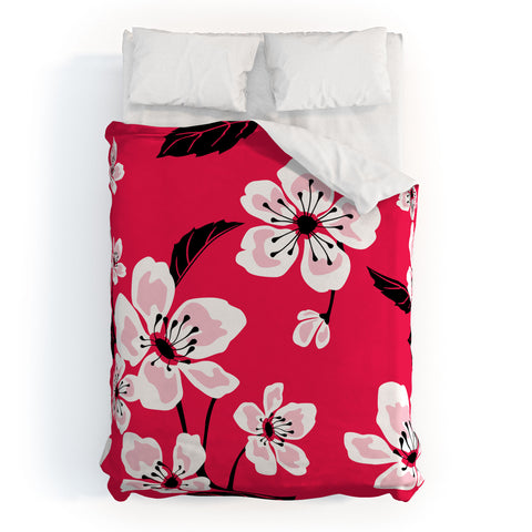 PI Photography and Designs Pink Sakura Cherry Blooms Duvet Cover