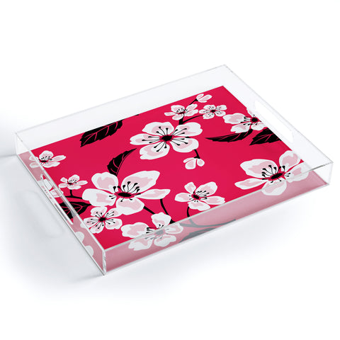 PI Photography and Designs Pink Sakura Cherry Blooms Acrylic Tray
