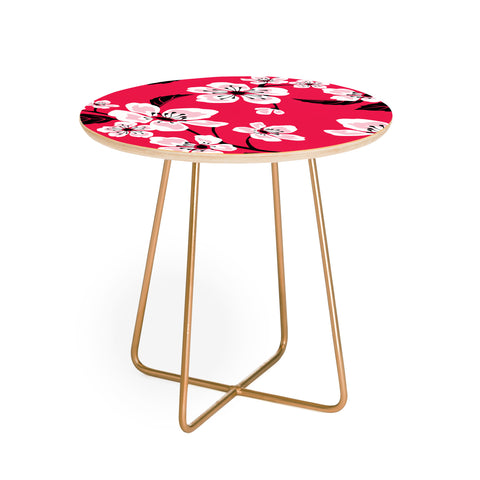 PI Photography and Designs Pink Sakura Cherry Blooms Round Side Table