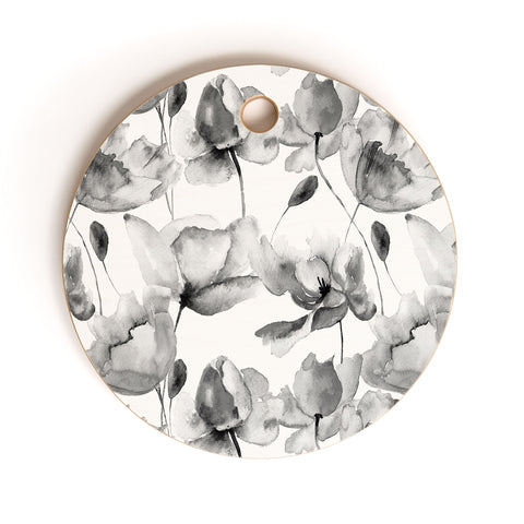 PI Photography and Designs Poppy Floral Pattern Cutting Board Round