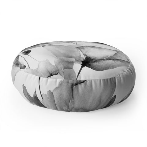 PI Photography and Designs Poppy Floral Pattern Floor Pillow Round