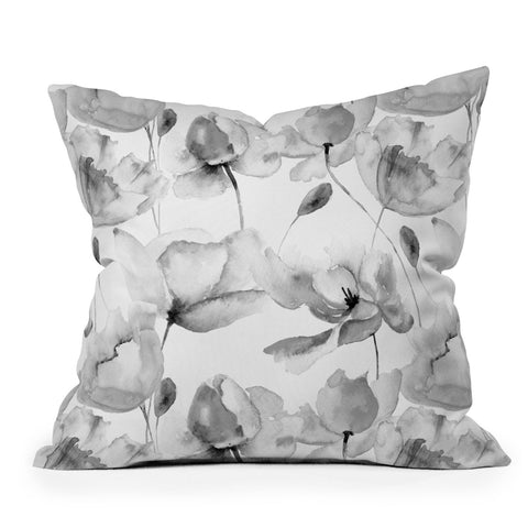 PI Photography and Designs Poppy Floral Pattern Outdoor Throw Pillow