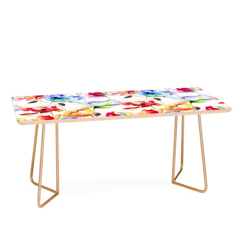 PI Photography and Designs Poppy Tulip Watercolor Pattern Coffee Table