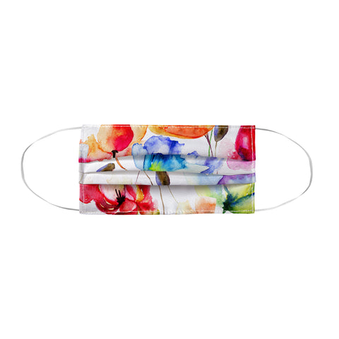 PI Photography and Designs Poppy Tulip Watercolor Pattern Face Mask