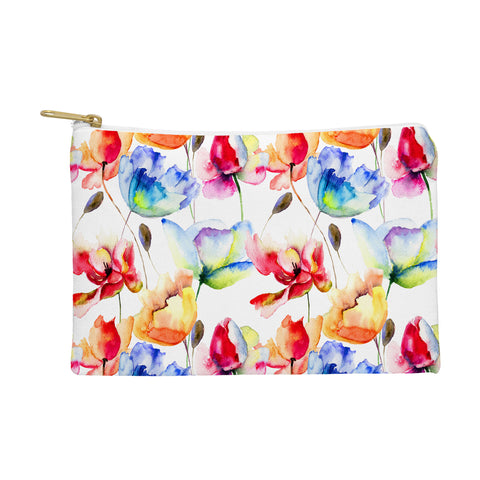 PI Photography and Designs Poppy Tulip Watercolor Pattern Pouch