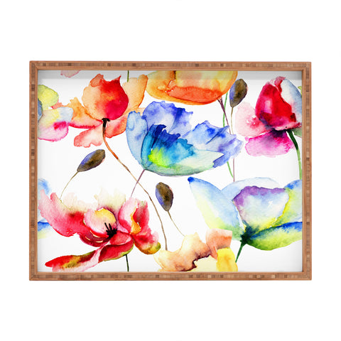 PI Photography and Designs Poppy Tulip Watercolor Pattern Rectangular Tray