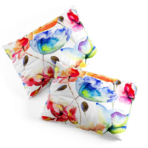 PI Photography and Designs Poppy Tulip Watercolor Pattern Pillow Shams