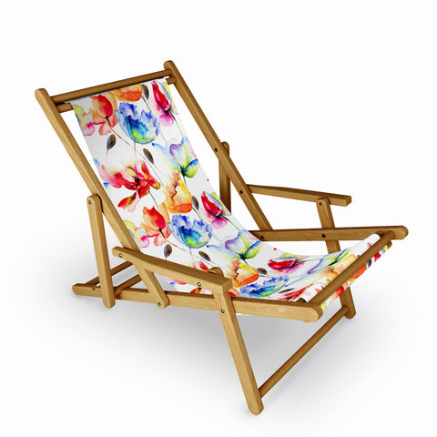 PI Photography and Designs Poppy Tulip Watercolor Pattern Sling Chair