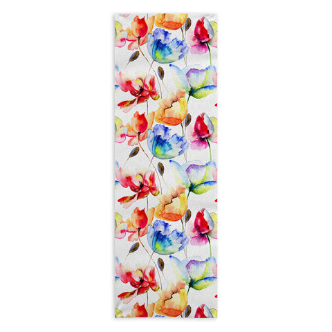 PI Photography and Designs Poppy Tulip Watercolor Pattern Yoga Towel