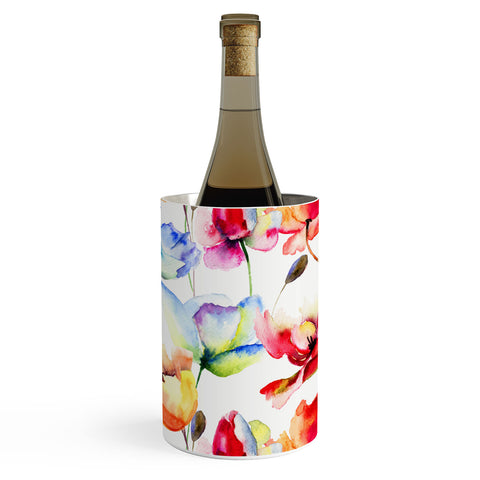PI Photography and Designs Poppy Tulip Watercolor Pattern Wine Chiller
