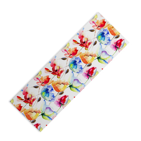 PI Photography and Designs Poppy Tulip Watercolor Pattern Yoga Mat