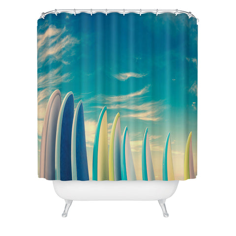 PI Photography and Designs Retro Surfboard Tips Shower Curtain