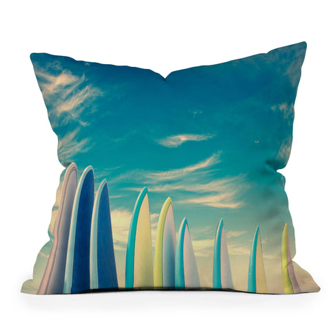 PI Photography and Designs Retro Surfboard Tips Throw Pillow