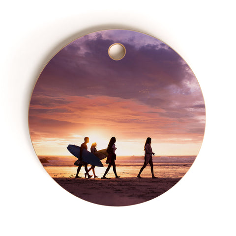 PI Photography and Designs Surfers Sunset Photo Cutting Board Round