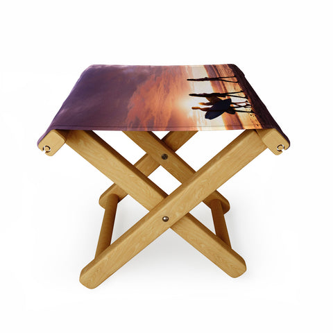 PI Photography and Designs Surfers Sunset Photo Folding Stool