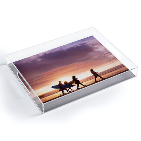 PI Photography and Designs Surfers Sunset Photo Acrylic Tray