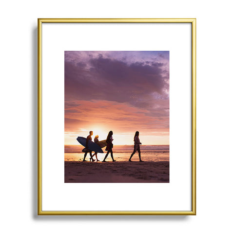 PI Photography and Designs Surfers Sunset Photo Metal Framed Art Print