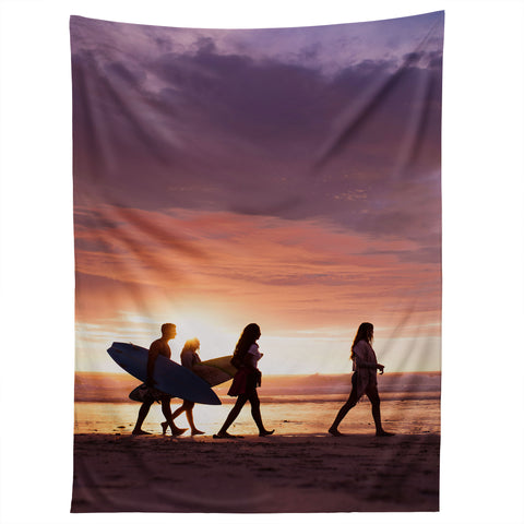 PI Photography and Designs Surfers Sunset Photo Tapestry