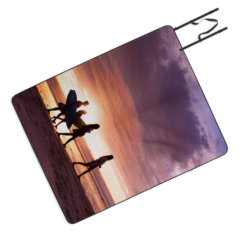 PI Photography and Designs Surfers Sunset Photo Picnic Blanket