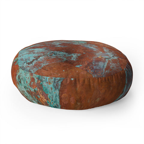 PI Photography and Designs Tarnished Metal Copper Texture Floor Pillow Round