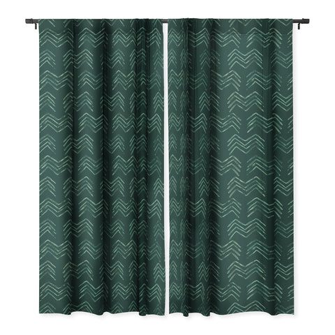 PI Photography and Designs Tribal Chevron Green Blackout Window Curtain