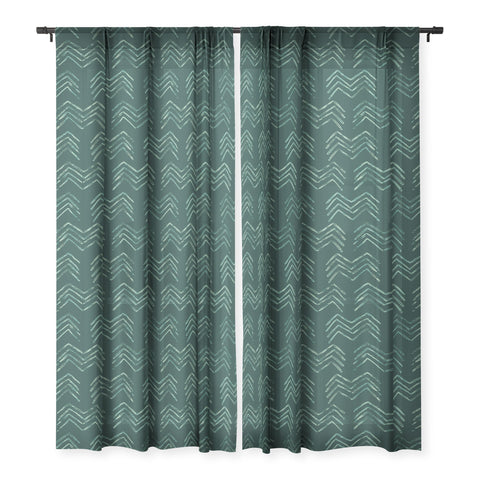 PI Photography and Designs Tribal Chevron Green Sheer Window Curtain