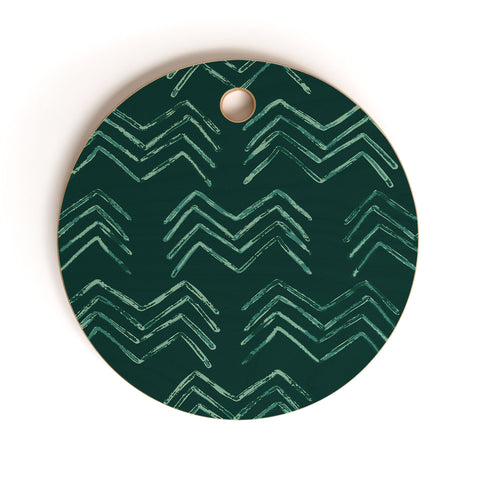 PI Photography and Designs Tribal Chevron Green Cutting Board Round