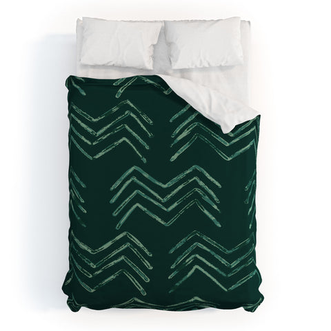 PI Photography and Designs Tribal Chevron Green Duvet Cover
