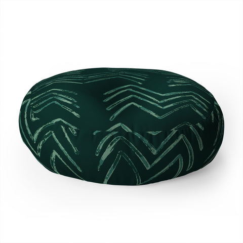 PI Photography and Designs Tribal Chevron Green Floor Pillow Round