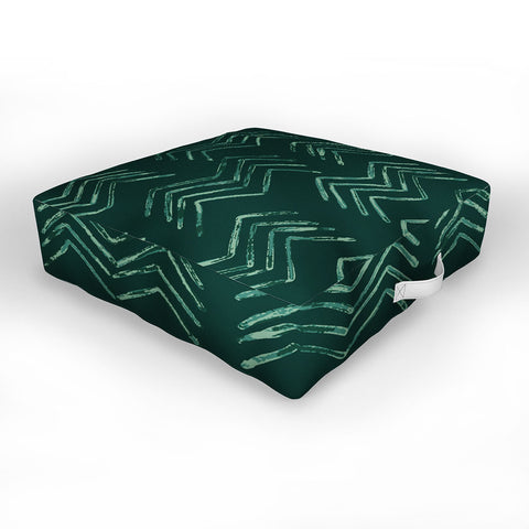 PI Photography and Designs Tribal Chevron Green Outdoor Floor Cushion