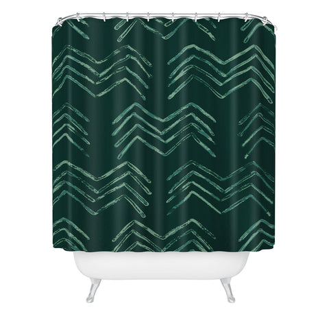 PI Photography and Designs Tribal Chevron Green Shower Curtain