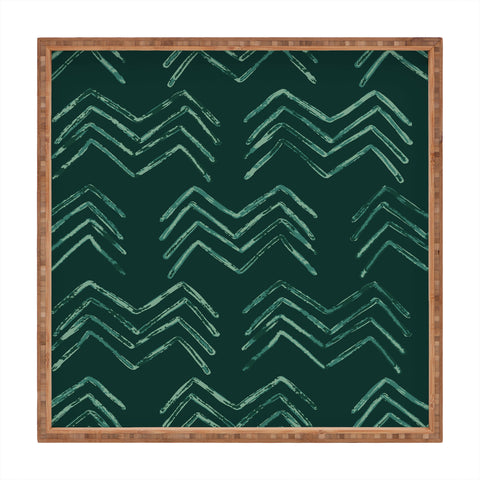 PI Photography and Designs Tribal Chevron Green Square Tray