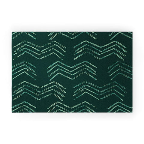 PI Photography and Designs Tribal Chevron Green Welcome Mat