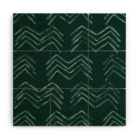 PI Photography and Designs Tribal Chevron Green Wood Wall Mural