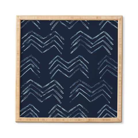 PI Photography and Designs Tribal Chevron Navy Blue Framed Wall Art