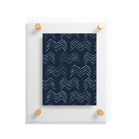 PI Photography and Designs Tribal Chevron Navy Blue Floating Acrylic Print