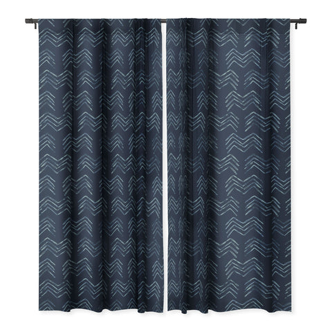 PI Photography and Designs Tribal Chevron Navy Blue Blackout Window Curtain