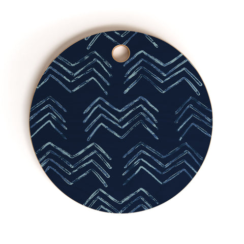 PI Photography and Designs Tribal Chevron Navy Blue Cutting Board Round