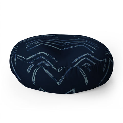 PI Photography and Designs Tribal Chevron Navy Blue Floor Pillow Round