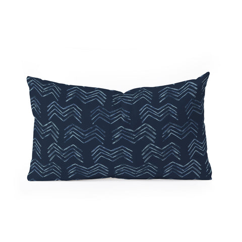 PI Photography and Designs Tribal Chevron Navy Blue Oblong Throw Pillow